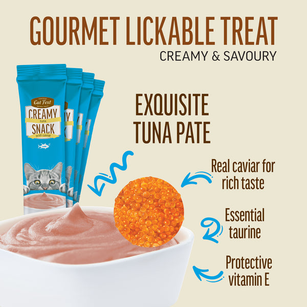 Creamy Snacks Tuna with Caviar - Cat Treats - Set Of 5x30g