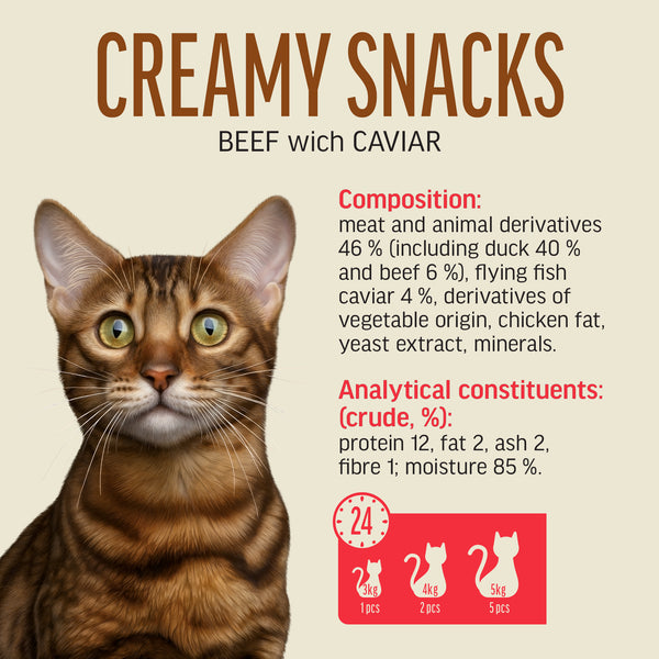 Creamy Snacks Beef with Caviar - Cat Treats - Set Of 5x30g