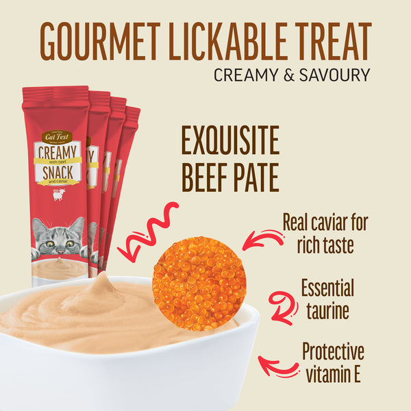 Creamy Snacks Beef with Caviar - Cat Treats - Set Of 5x30g