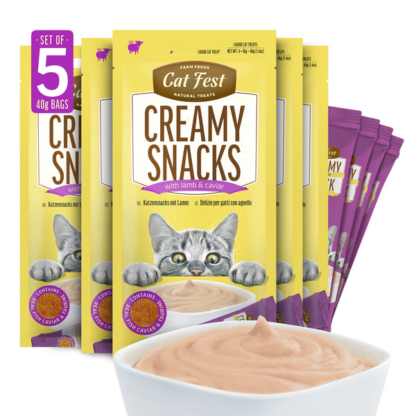 Creamy Snacks Lamb with Caviar - Cat Treats - Set Of 5x30g