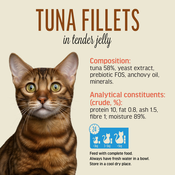 Tuna Fillets In Tender Jelly - Cat Wet Food - Set Of 12x70g