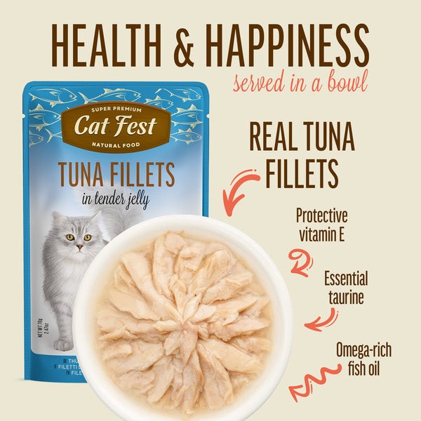 Tuna Fillets In Tender Jelly - Cat Wet Food - Set Of 12x70g