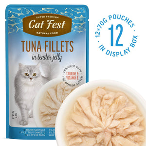 Tuna Fillets In Tender Jelly - Cat Wet Food - Set Of 12x70g - Pet Fest