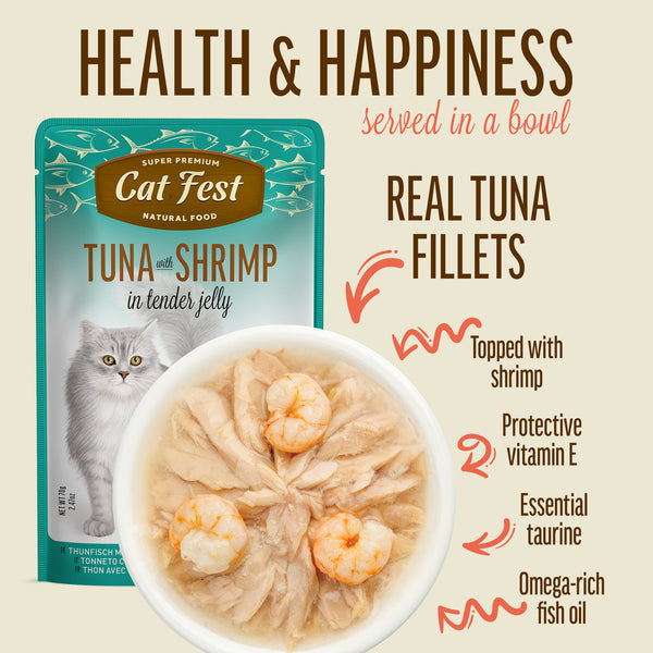 Tuna With Shrimp In Tender Jelly - Cat Wet Food - Set Of 12x70g