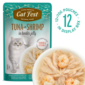 Tuna With Shrimp In Tender Jelly - Cat Wet Food - Set Of 12x70g - Pet Fest
