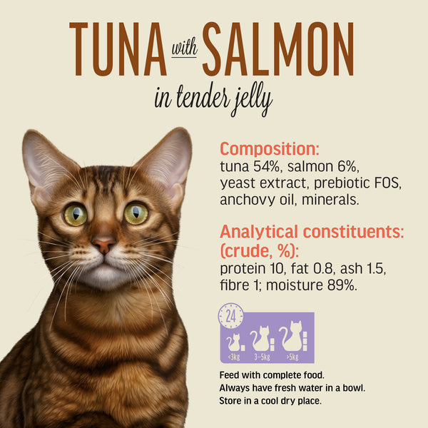 Tuna With Salmon In Tender Jelly - Cat Wet Food - Set Of 12x70g