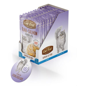 Tuna With Salmon In Tender Jelly - Cat Wet Food - Set Of 12x70g - Pet Fest