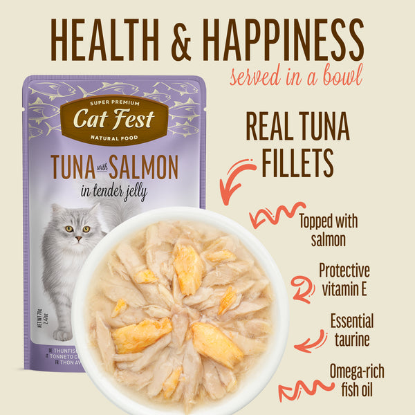 Tuna With Salmon In Tender Jelly - Cat Wet Food - Set Of 12x70g