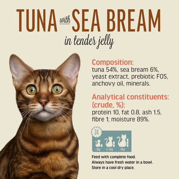 Tuna With Sea Bream In Tender Jelly - Cat Wet Food - Set Of 12x70g