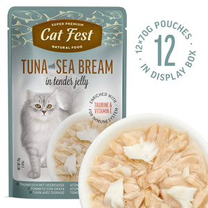 Tuna With Sea Bream In Tender Jelly - Cat Wet Food - Set Of 12x70g - Pet Fest