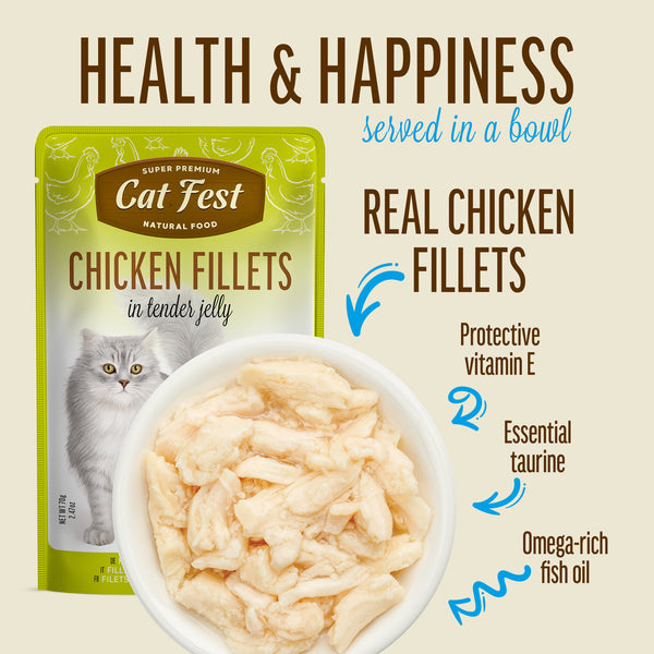 Chicken Fillets In Tender Jelly - Cat Wet Food - Set Of 12x70g
