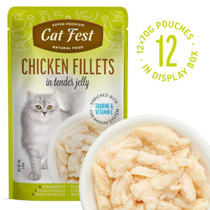Chicken Fillets In Tender Jelly - Cat Wet Food - Set Of 12x70g - Pet Fest