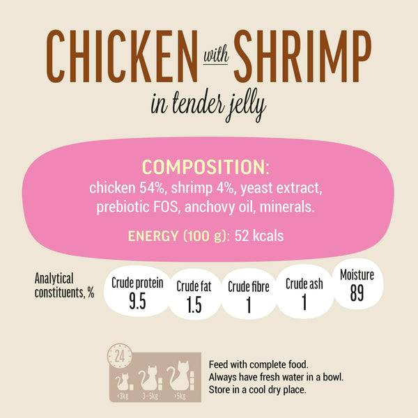 Chicken With Shrimp In Tender Jelly - Cat Wet Food - Set Of 12x70g - Pet Fest