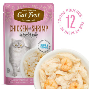 Chicken With Shrimp In Tender Jelly - Cat Wet Food - Set Of 12x70g - Pet Fest