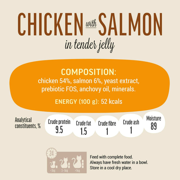 Chicken With Salmon In Tender Jelly - Cat Wet Food - Set Of 12x70g - Pet Fest