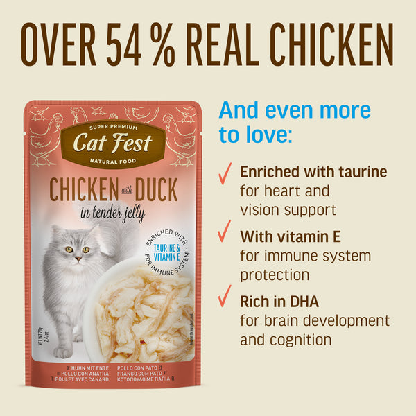Chicken With Duck In Tender Jelly - Cat Wet Food - Set Of 12x70g