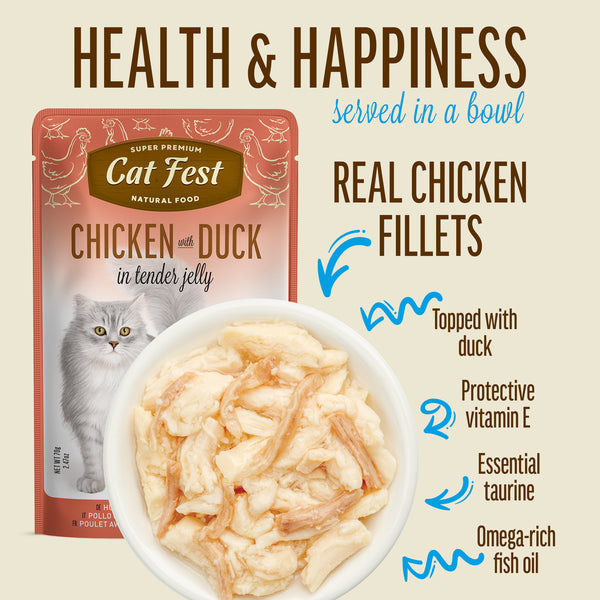 Chicken With Duck In Tender Jelly - Cat Wet Food - Set Of 12x70g