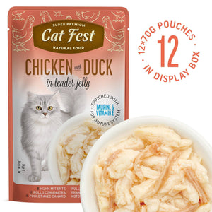 Chicken With Duck In Tender Jelly - Cat Wet Food - Set Of 12x70g - Pet Fest