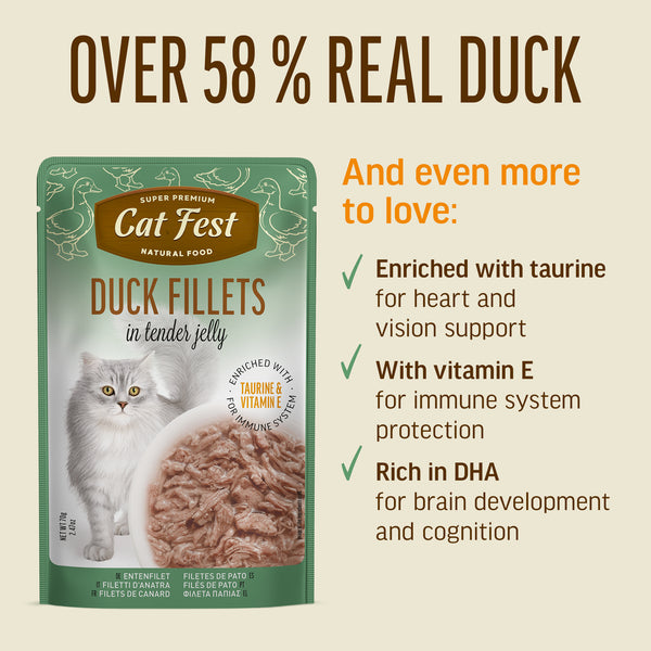 Duck Fillets In Tender Jelly - Cat Wet Food - Set Of 12x70g