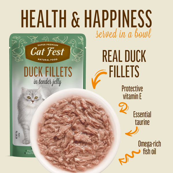 Duck Fillets In Tender Jelly - Cat Wet Food - Set Of 12x70g