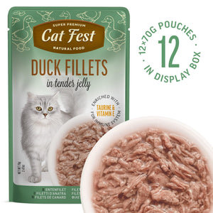 Duck Fillets In Tender Jelly - Cat Wet Food - Set Of 12x70g - Pet Fest