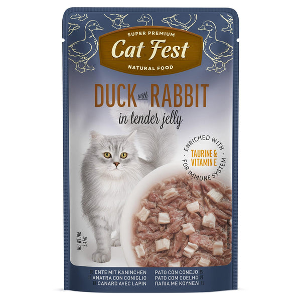 Duck With Rabbit In Tender Jelly - Cat Wet Food - Set Of 12x70g - Pet Fest
