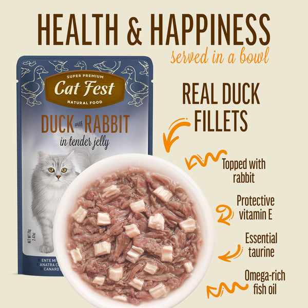 Duck With Rabbit In Tender Jelly - Cat Wet Food - Set Of 12x70g