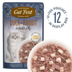 Duck With Rabbit In Tender Jelly - Cat Wet Food - Set Of 12x70g - Pet Fest
