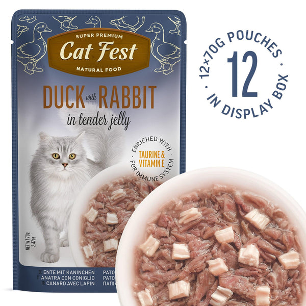 Duck With Rabbit In Tender Jelly - Cat Wet Food - Set Of 12x70g - Pet Fest