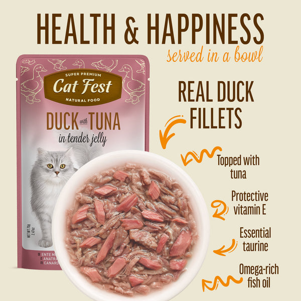 Duck With Tuna In Tender Jelly - Cat Wet Food - Set Of 12x70g