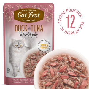 Duck With Tuna In Tender Jelly - Cat Wet Food - Set Of 12x70g - Pet Fest