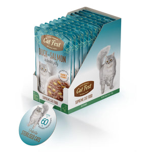 Duck With Salmon In Tender Jelly - Cat Wet Food - Set Of 12x70g - Pet Fest