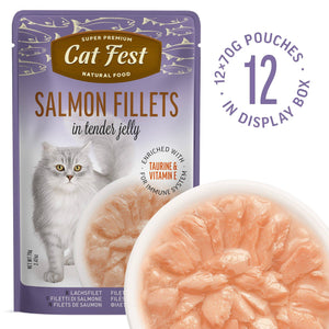 Salmon Fillets In Tender Jelly - Cat Wet Food - Set Of 12x70g - Pet Fest