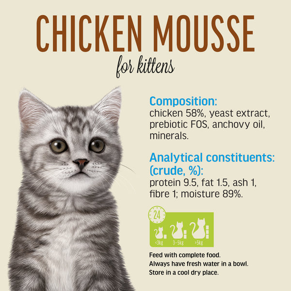 Chicken Mousse for Kittens - Cat Wet Food - Set Of 12x70g