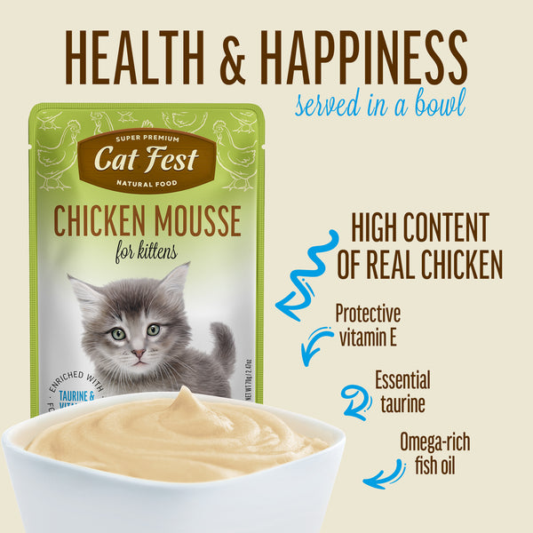 Chicken Mousse for Kittens - Cat Wet Food - Set Of 12x70g