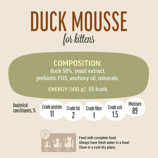 Duck Mousse for Kittens - Cat Wet Food - Set Of 12x70g - Pet Fest