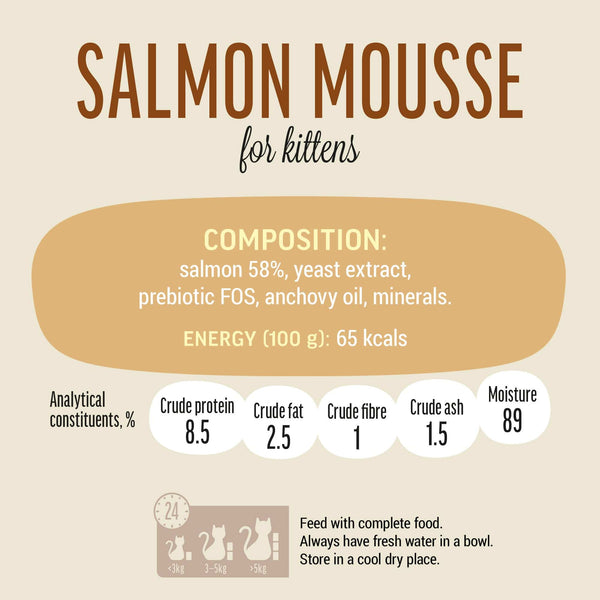 Salmon Mousse for Kittens - Cat Wet Food - Set Of 12x70g - Pet Fest