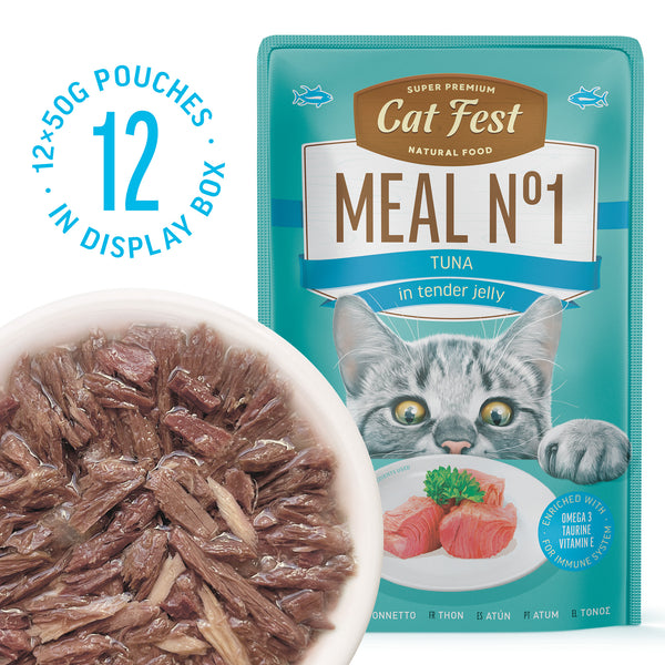 Tuna in tender jelly / MEAL No 1 - Cat Wet Food - Set Of 12x50g