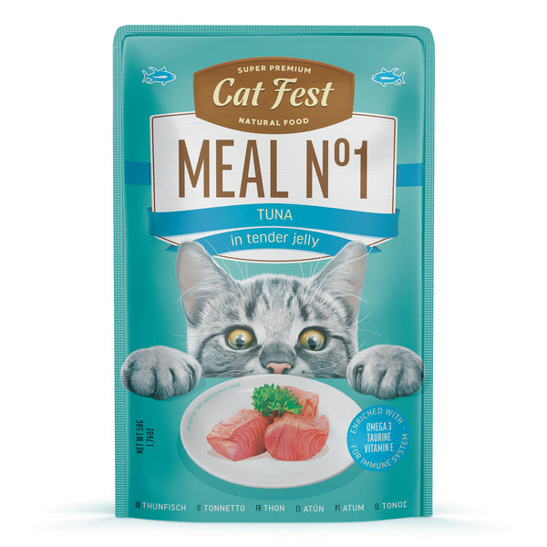 Tuna in tender jelly / MEAL No 1 - Cat Wet Food - Set Of 12x50g