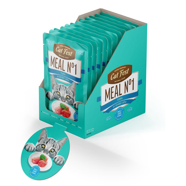 Tuna in tender jelly / MEAL No 1 - Cat Wet Food - Set Of 12x50g