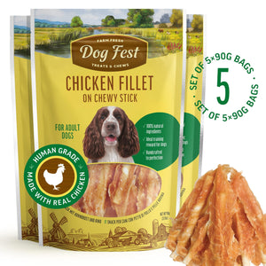 Chicken Fillet On Chewy Stick - Dog Treats - Set Of 5x90g - Pet Fest