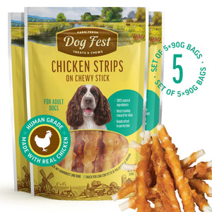 Chicken Strips On Chewy Stick - Dog Treats - Set Of 5 - Pet Fest