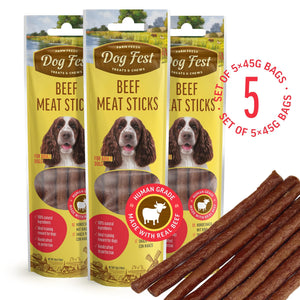 Beef Meat Sticks - Dog Treats - Set Of 5x45g - Pet Fest
