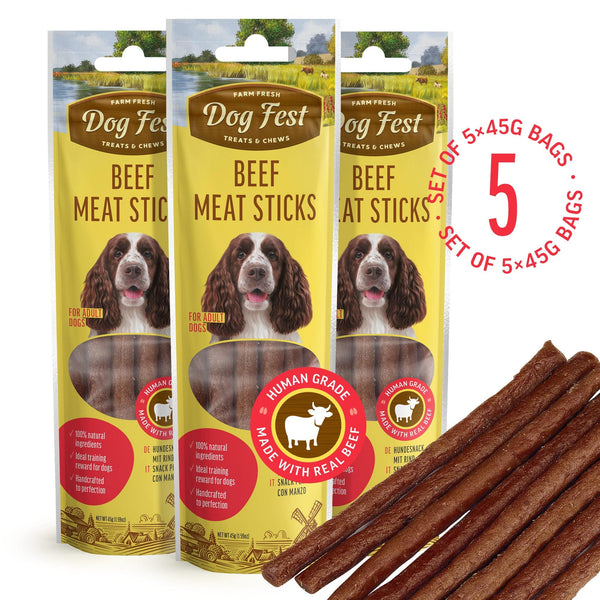 Beef Meat Sticks - Dog Treats - Set Of 5x45g - Pet Fest