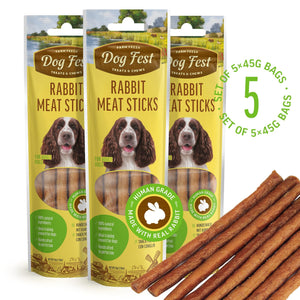 Rabbit Meat Sticks - Dog Treats - Set Of 5x45g - Pet Fest
