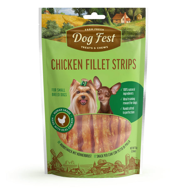 Chicken Fillet Strips - Dog Treats For Small Breeds - Set Of 5x55g - Pet Fest