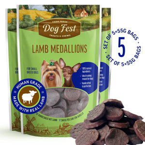 Lamb Medallions - Dog Treats For Small Breeds - Set Of 5x55g - Pet Fest