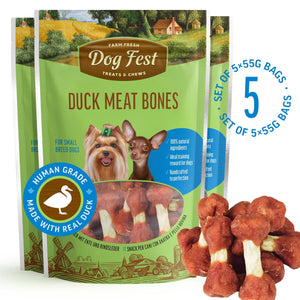 Duck Meat Bones - Dog Treats For Small Breeds - Set Of 5x55g - Pet Fest