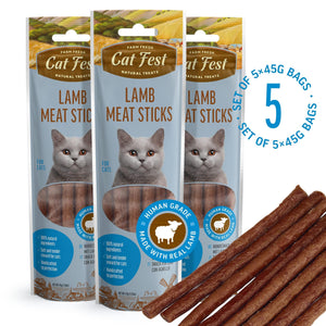 Lamb Meat Sticks - Cat Treats - Set Of 5x45g - Pet Fest