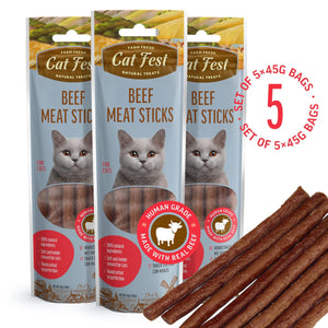 Beef Meat Sticks - Cat Treats - Set Of 5x45g - Pet Fest